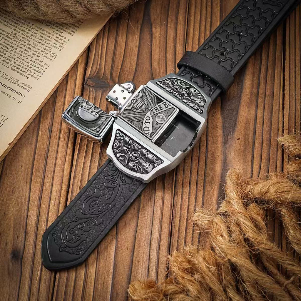 Men's Western-style Belt, Multi-functional Metal Buckle Self-defense Belt