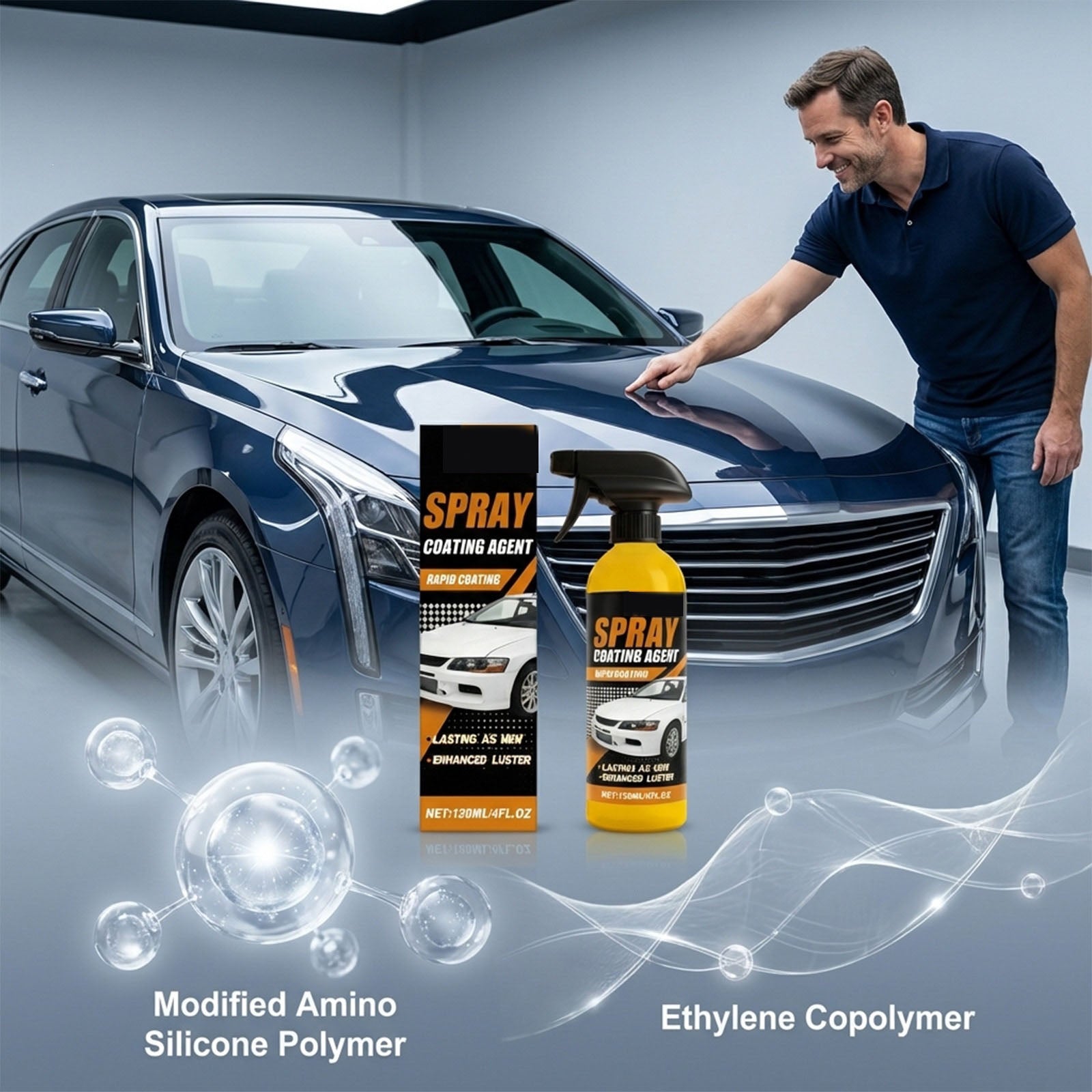 Car Nano Ceramic Coating Spray Kit, Hydrophobic Waterproof Paint Shield, Simple to Apply, Comes With Microfiber Towel for Bright Car Finish