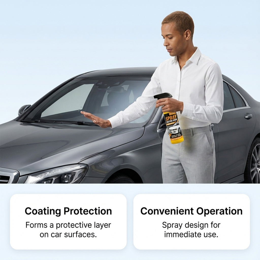 Car Nano Ceramic Coating Spray Kit, Hydrophobic Waterproof Paint Shield, Simple to Apply, Comes With Microfiber Towel for Bright Car Finish