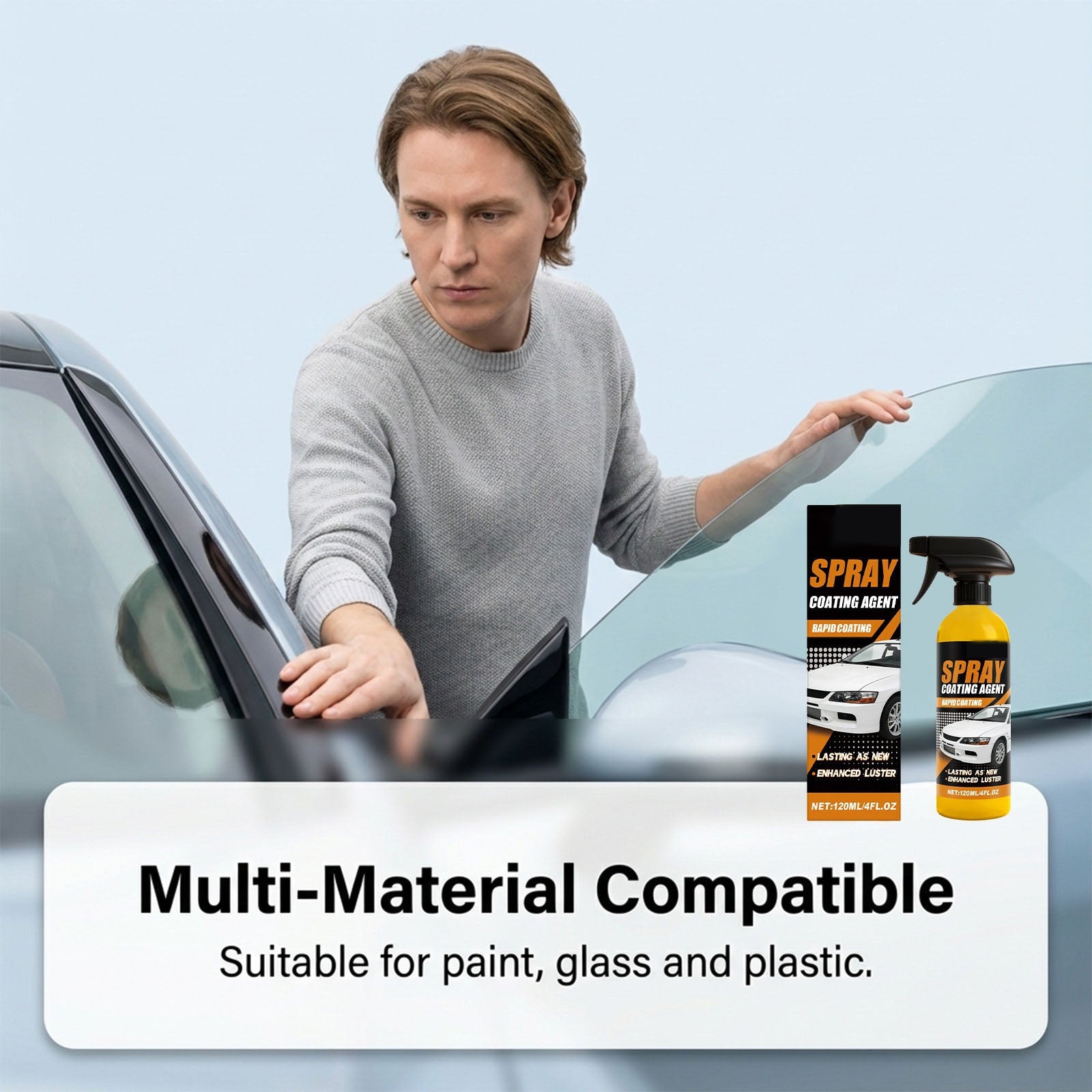 Car Nano Ceramic Coating Spray Kit, Hydrophobic Waterproof Paint Shield, Simple to Apply, Comes With Microfiber Towel for Bright Car Finish