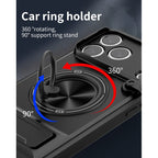 Multifunctional Shockproof Phone Case with Slide Camera Privacy Cover, 360° Rotatable Magnetic Ring Kickstand for iPhone