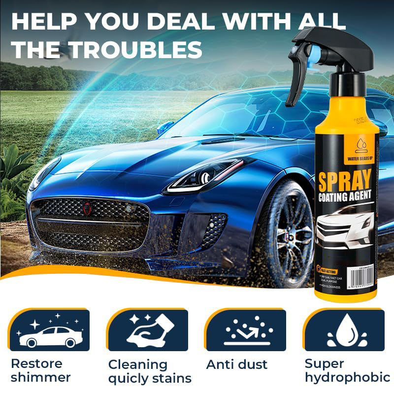 Car Nano Ceramic Coating Spray Kit, Hydrophobic Waterproof Paint Shield, Simple to Apply, Comes With Microfiber Towel for Bright Car Finish
