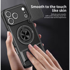 Multifunctional Shockproof Phone Case with Slide Camera Privacy Cover, 360° Rotatable Magnetic Ring Kickstand for iPhone