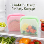 5 PCS Silicone Reusable Leakproof Standing Food Storage Bags