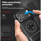Multifunctional Shockproof Phone Case with Slide Camera Privacy Cover, 360° Rotatable Magnetic Ring Kickstand for iPhone