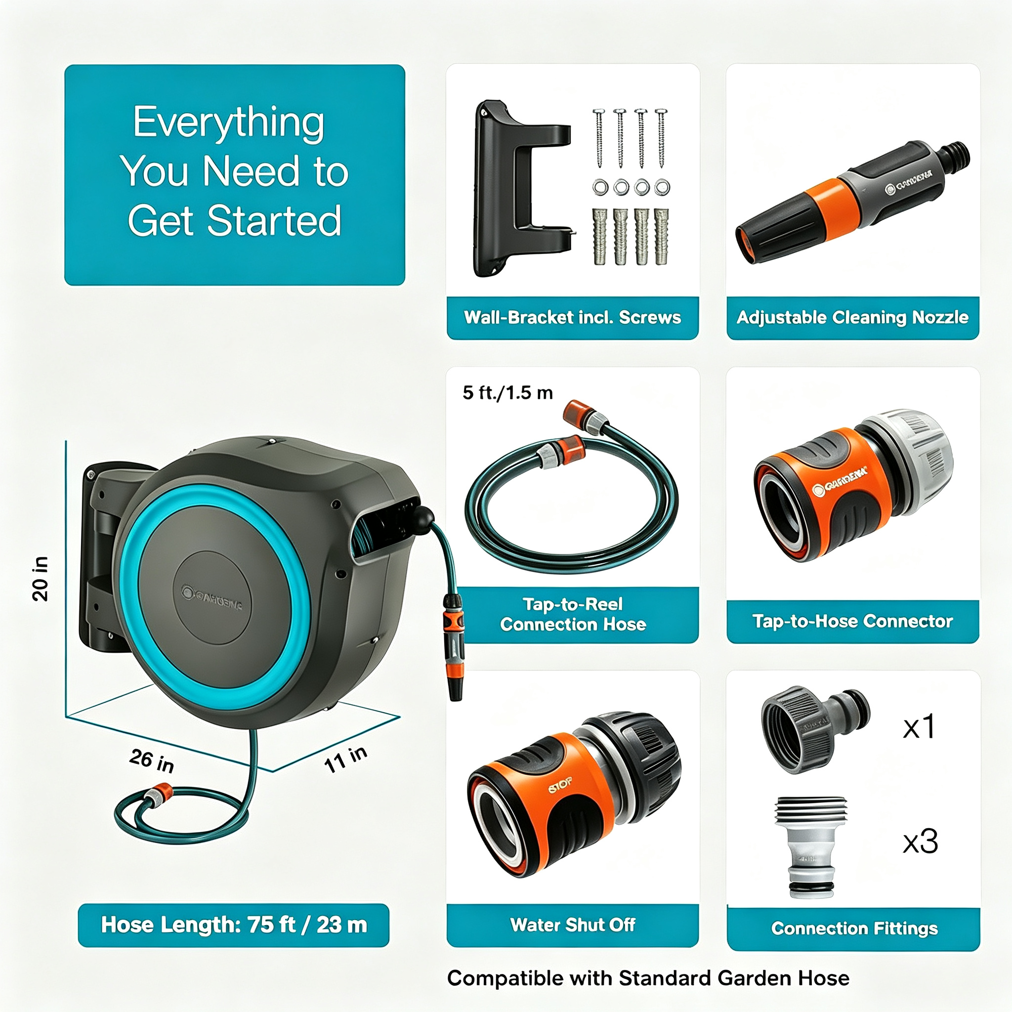 Automatic Retractable Garden Hose Reel