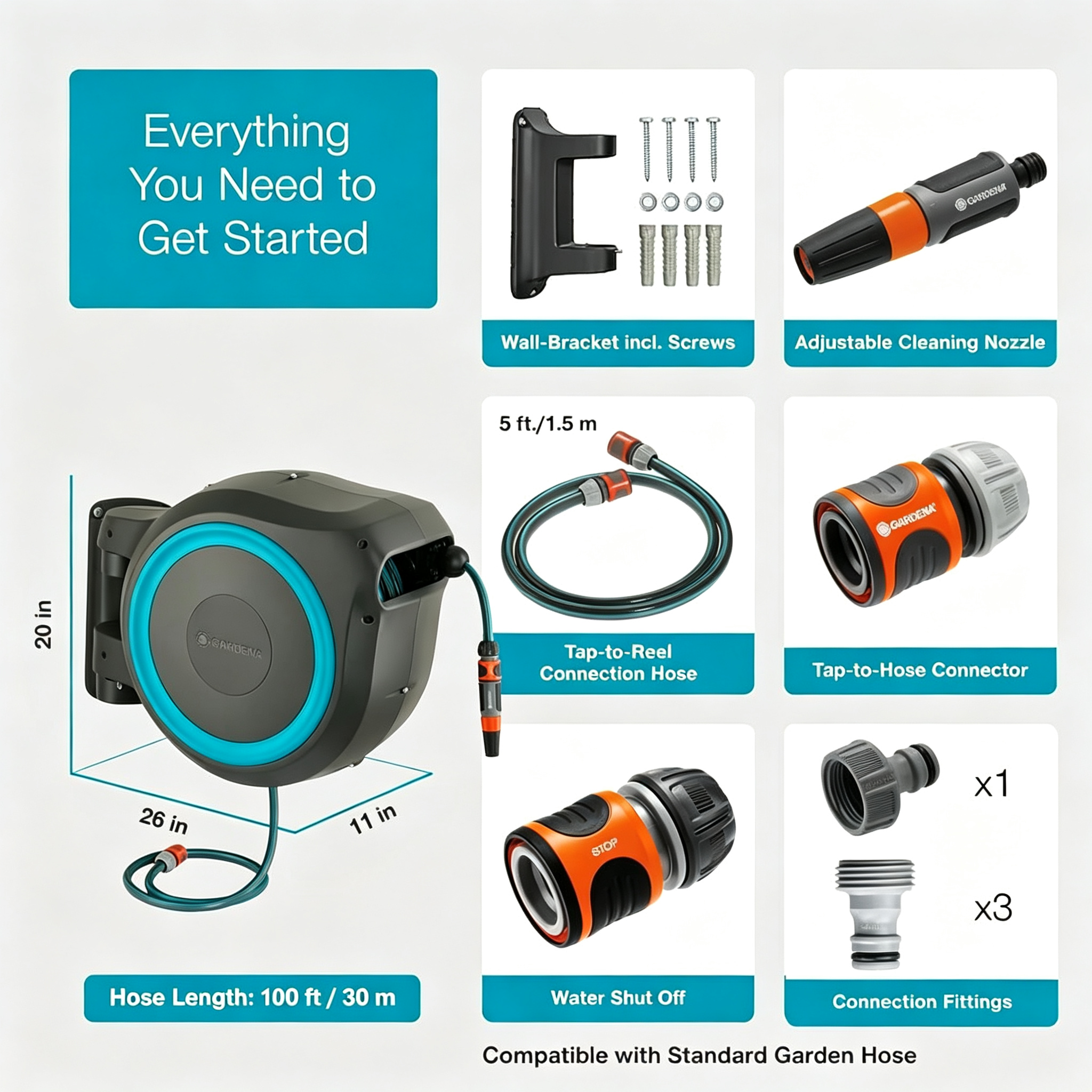 Automatic Retractable Garden Hose Reel