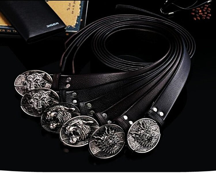 Men's Western-style Belt, Multi-functional Metal Buckle Self-defense Belt