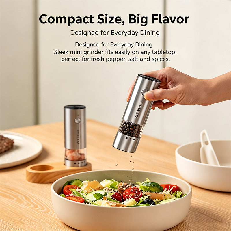 Electric Salt and Pepper Grinder, 5 Adjustable Coarseness Stainless Steel Pepper Mill