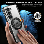 For Samsung Z Fold Series Aluminum Alloy Foldable Phone Case With Built-In 360° Rotating Magnetic Ring Kickstand