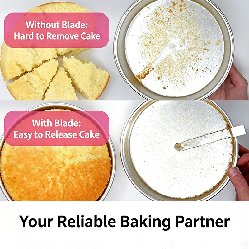 8 Inch Round Cake Pan with Easy Release Blade, Food Grade 304 Stainless Steel Baking Mold for Sponge Cake, Cheesecake, Oven & Dishwasher Safe