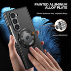 For Samsung Z Fold Series Aluminum Alloy Foldable Phone Case With Built-In 360° Rotating Magnetic Ring Kickstand