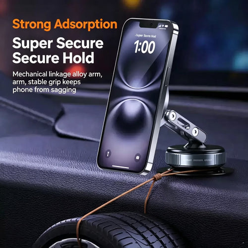 720° Adjustable Triple Fold Magnetic Car Phone Holder, MagSafe Mount for Dashboard & Windshield
