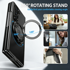 For Samsung Z Fold Series Aluminum Alloy Foldable Phone Case With Built-In 360° Rotating Magnetic Ring Kickstand