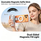 4-in-1 Magnetic Selfie Stick Tripod with Zoom Bluetooth Remote, Portable Mini Mag-Safe Phone Selfie Holder for Travel Selfie Video Recording