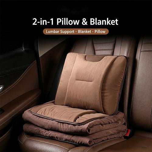2-in-1 Car Pillow Quilt Blanket, Foldable Portable Car Travel Blanket for Driving Rest, Office Nap