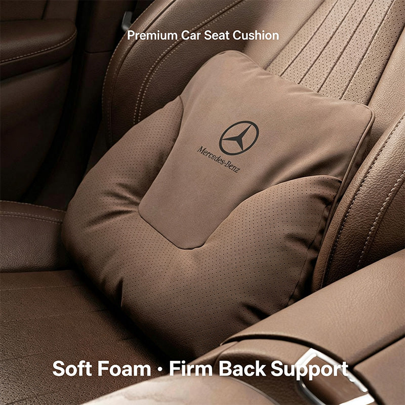 Car neck pillow and lumbar support set, soft and breathable suede car headrests, General Motors interior accessories.