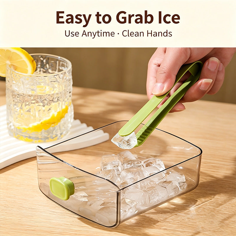 One Button Release Ice Cube Maker Storage Bin, 24 Cubes Food Grade Ice Tray with Dustproof Lid & Pull-Out Drawer for Cocktail, Whiskey, Drinks, Freezer & Camping Use