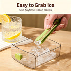 One Button Release Ice Cube Maker Storage Bin, 24 Cubes Food Grade Ice Tray with Dustproof Lid & Pull-Out Drawer for Cocktail, Whiskey, Drinks, Freezer & Camping Use