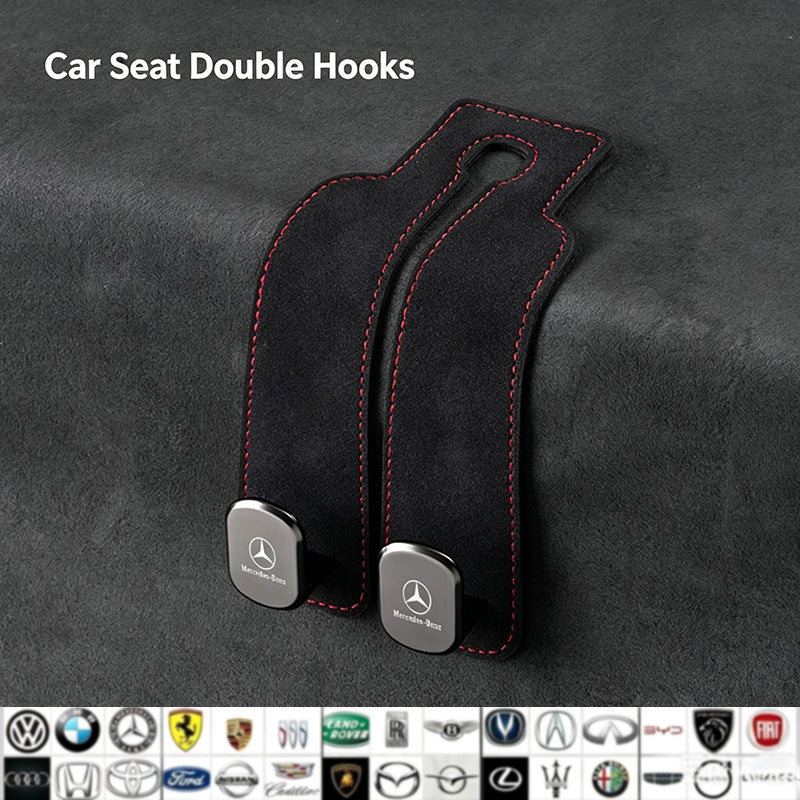 2-in-1 Suede Car Headrest Double Hooks Multi-Function Car Seat Back Organizer Hook for Bags, Purses, Water Bottles