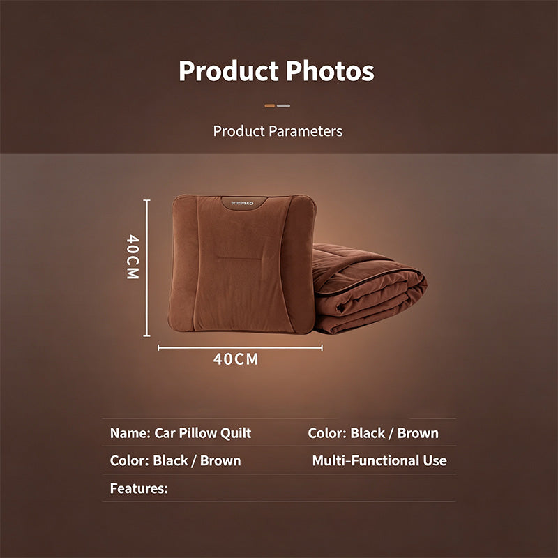 2-in-1 Car Pillow Quilt Blanket, Foldable Portable Car Travel Blanket for Driving Rest, Office Nap