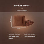 2-in-1 Car Pillow Quilt Blanket, Foldable Portable Car Travel Blanket for Driving Rest, Office Nap