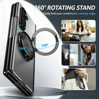 For Samsung Z Fold Series Aluminum Alloy Foldable Phone Case With Built-In 360° Rotating Magnetic Ring Kickstand