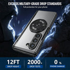 For Samsung Z Fold Series Aluminum Alloy Foldable Phone Case With Built-In 360° Rotating Magnetic Ring Kickstand