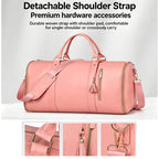 Waterproof Leather Garment Bag Duffle, Expandable Multi Compartment Suit Travel Bag, Large Capacity Carry On Weekender Bag For Business Trips