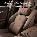 Car neck pillow and lumbar support set, soft and breathable suede car headrests, General Motors interior accessories.