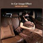 2-in-1 Car Pillow Quilt Blanket, Foldable Portable Car Travel Blanket for Driving Rest, Office Nap