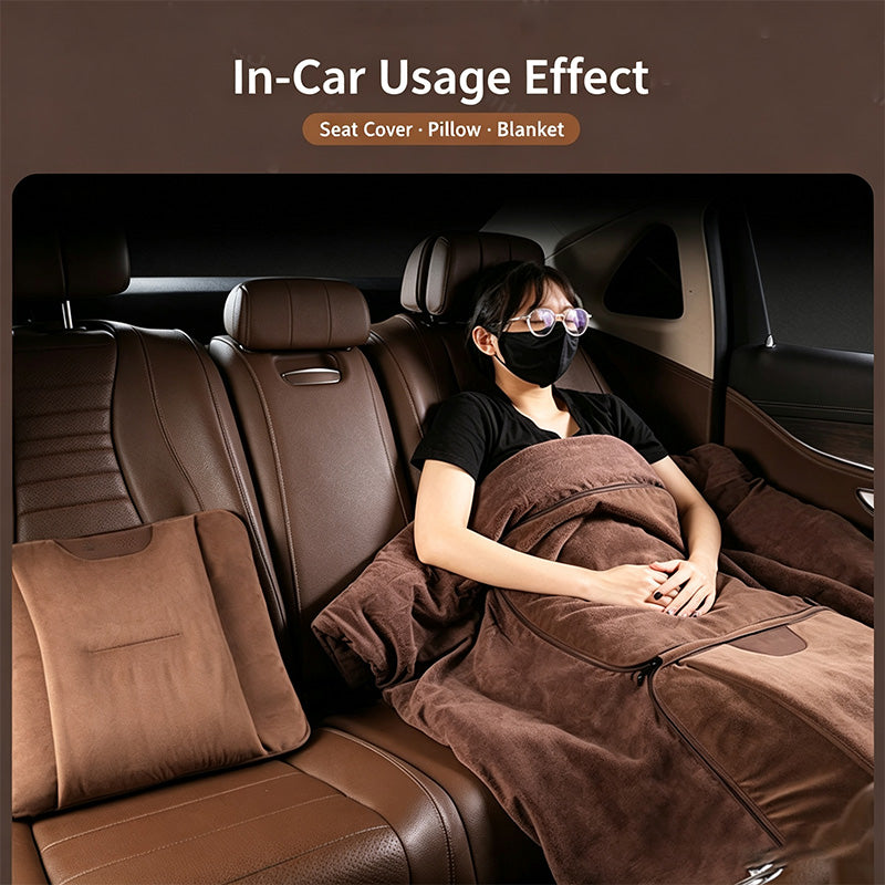 2-in-1 Car Pillow Quilt Blanket, Foldable Portable Car Travel Blanket for Driving Rest, Office Nap