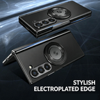 For Samsung Z Fold Series Aluminum Alloy Foldable Phone Case With Built-In 360° Rotating Magnetic Ring Kickstand