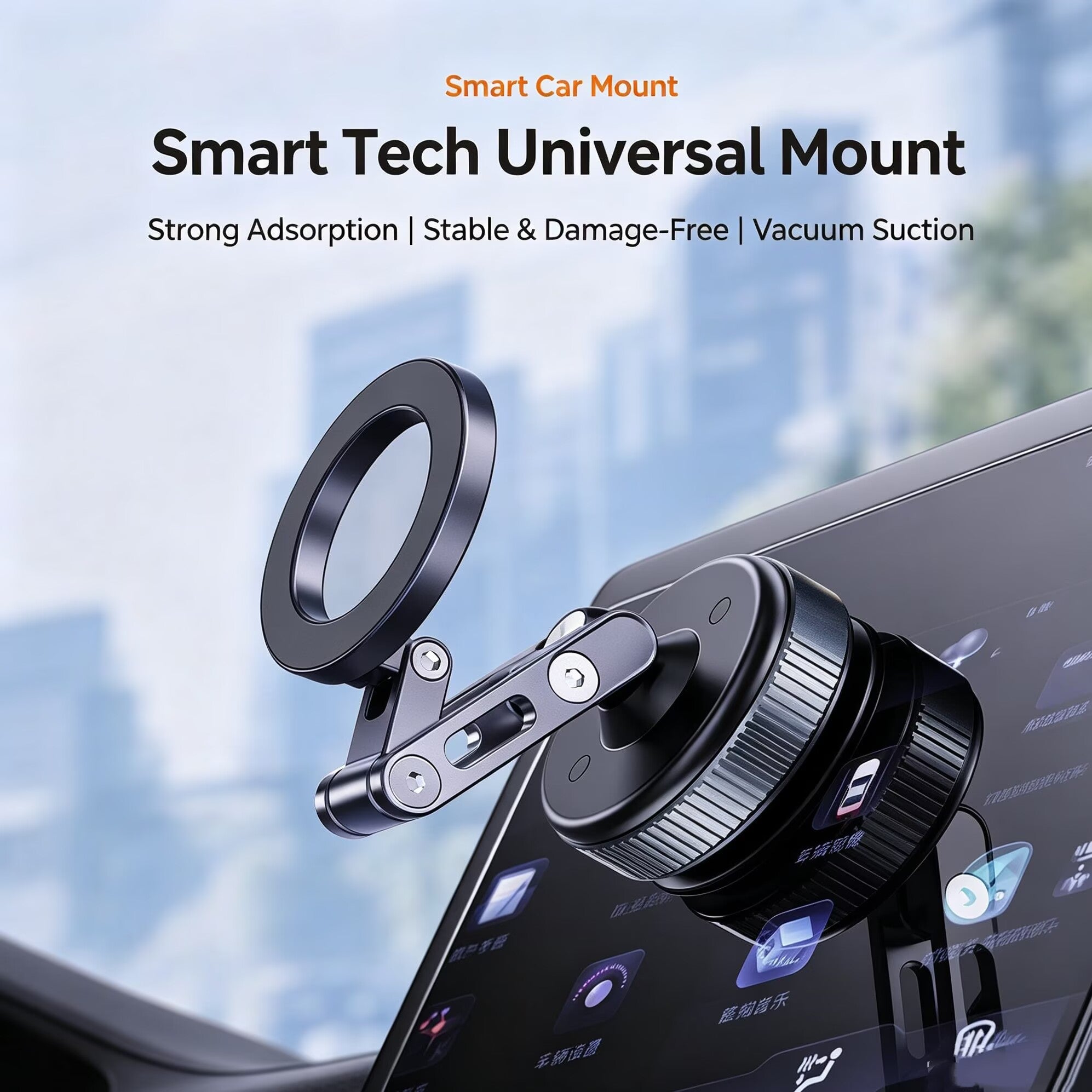 720° Adjustable Triple Fold Magnetic Car Phone Holder, MagSafe Mount for Dashboard & Windshield