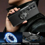 For Samsung Z Fold Series Aluminum Alloy Foldable Phone Case With Built-In 360° Rotating Magnetic Ring Kickstand