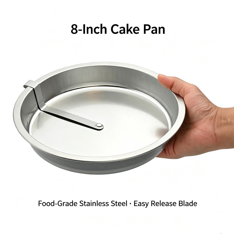 8 Inch Round Cake Pan with Easy Release Blade, Food Grade 304 Stainless Steel Baking Mold for Sponge Cake, Cheesecake, Oven & Dishwasher Safe