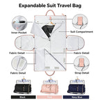 Waterproof Leather Garment Bag Duffle, Expandable Multi Compartment Suit Travel Bag, Large Capacity Carry On Weekender Bag For Business Trips