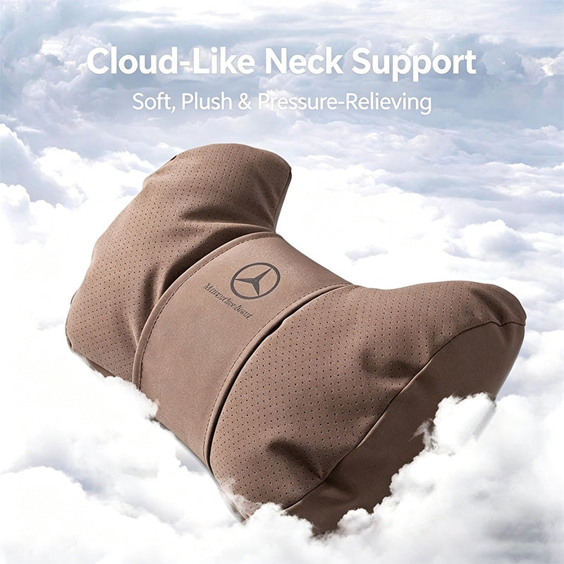Car neck pillow and lumbar support set, soft and breathable suede car headrests, General Motors interior accessories.