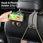 2-in-1 Suede Car Headrest Double Hooks Multi-Function Car Seat Back Organizer Hook for Bags, Purses, Water Bottles