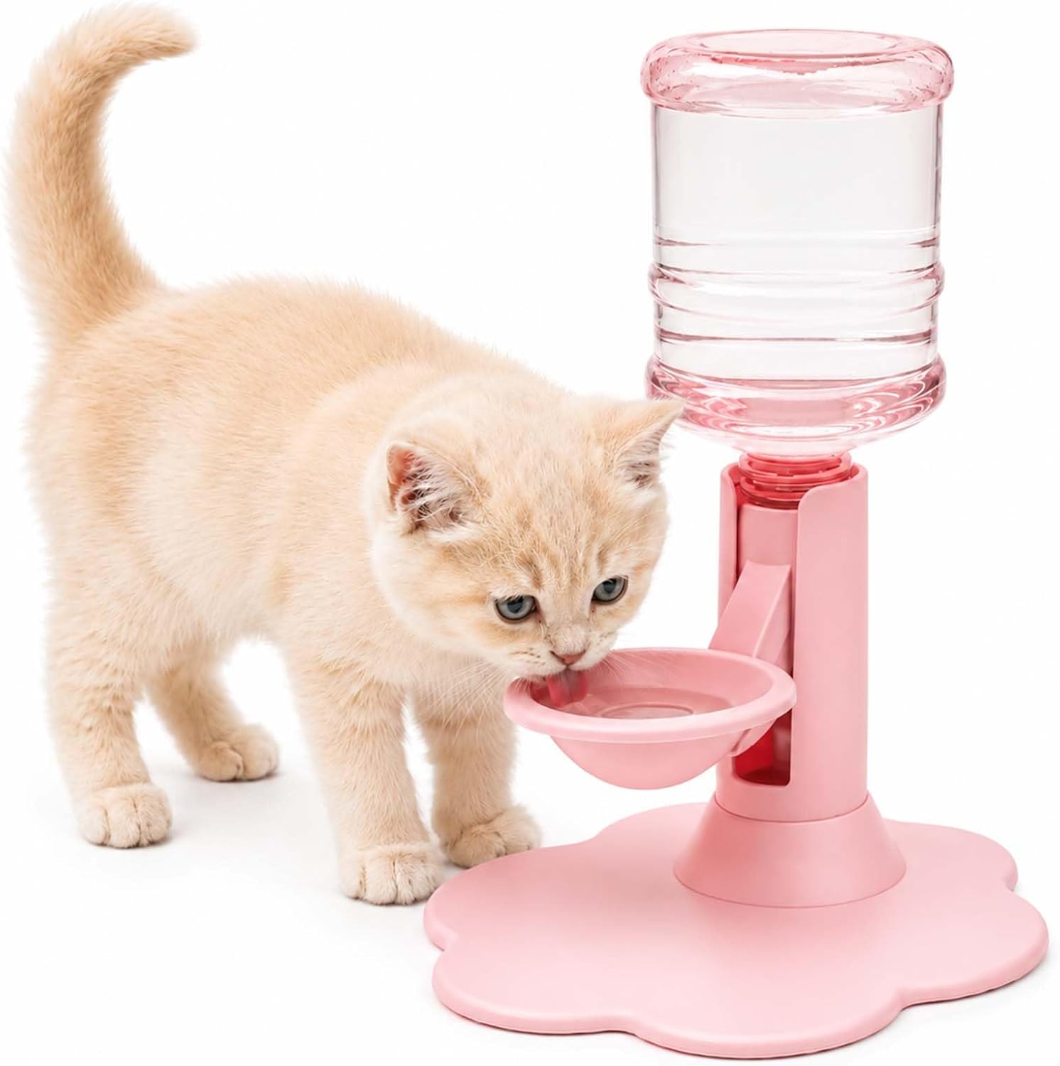 Water Dispenser for Cats Gravity Raised Cat Waterer with Clear Bottle