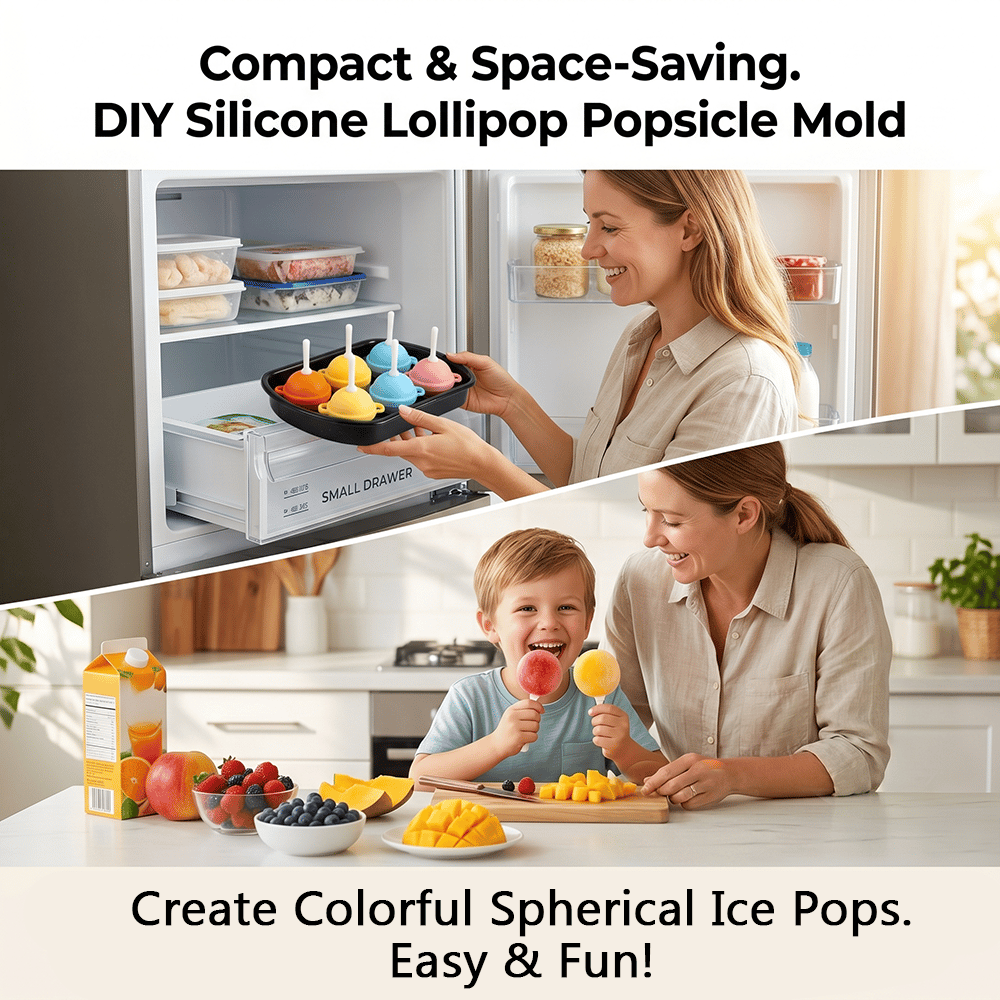 DIY Silicone Lollipop Popsicle Mold – Fun Spherical Ice Pop Maker for Homemade Frozen Treats