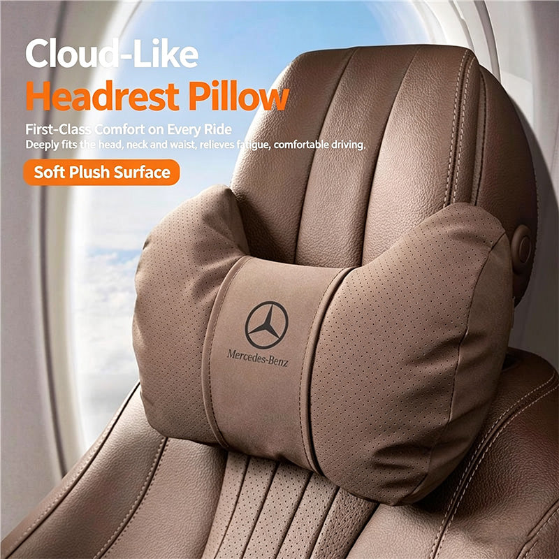 Car neck pillow and lumbar support set, soft and breathable suede car headrests, General Motors interior accessories.