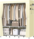 Portable steel-tube wardrobe for the bedroom, sturdy and durable portable hanging wardrobe