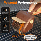 Electric Grill Brush for Outdoor Grill, Electric BBQ Grill Cleaner | Rechargeable Electric BBQ Grill Cleaning Stainless Steel Brush, Grill Scraper, BBQ Accessories Brown