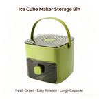 One Button Release Ice Cube Maker Storage Bin, 24 Cubes Food Grade Ice Tray with Dustproof Lid & Pull-Out Drawer for Cocktail, Whiskey, Drinks, Freezer & Camping Use