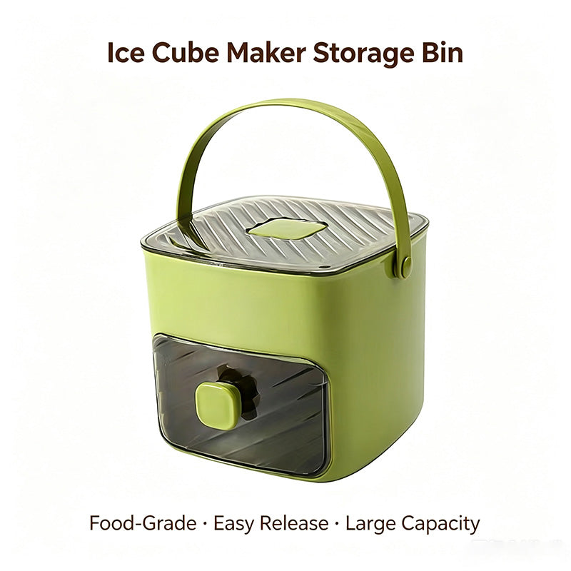 One Button Release Ice Cube Maker Storage Bin, 24 Cubes Food Grade Ice Tray with Dustproof Lid & Pull-Out Drawer for Cocktail, Whiskey, Drinks, Freezer & Camping Use