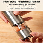 Electric Salt and Pepper Grinder, 5 Adjustable Coarseness Stainless Steel Pepper Mill
