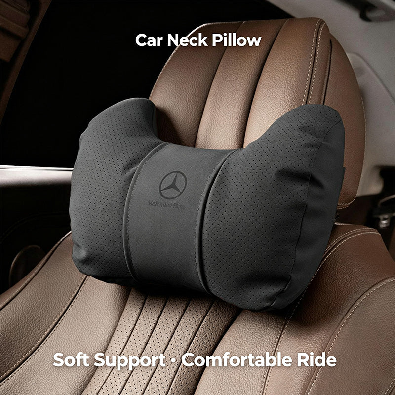 Car neck pillow and lumbar support set, soft and breathable suede car headrests, General Motors interior accessories.