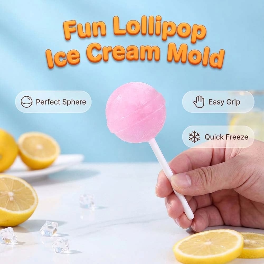 DIY Silicone Lollipop Popsicle Mold – Fun Spherical Ice Pop Maker for Homemade Frozen Treats