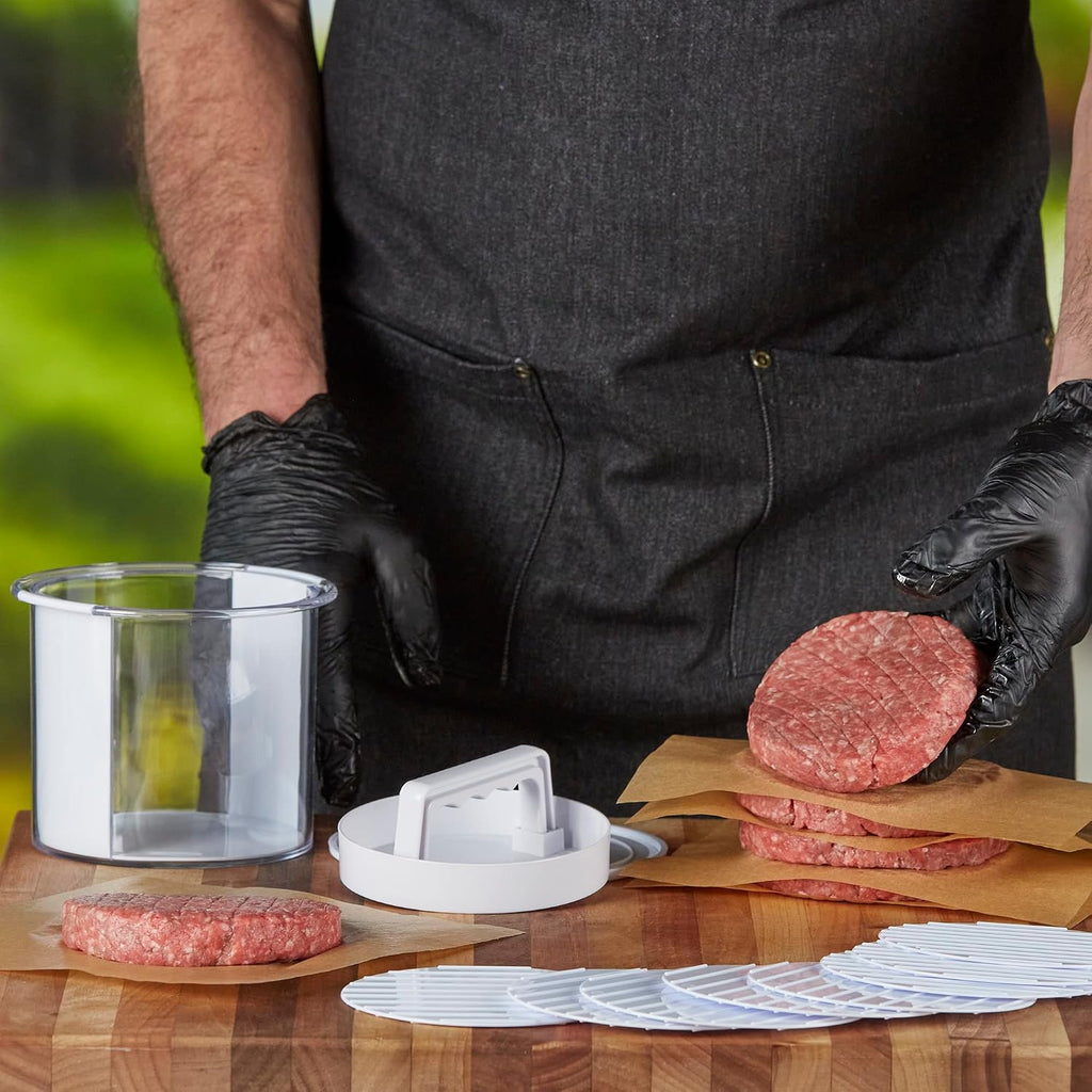 Hamburger Press Patty Maker - Non-Stick Burger Mold Shaper with Freezer Storage Container